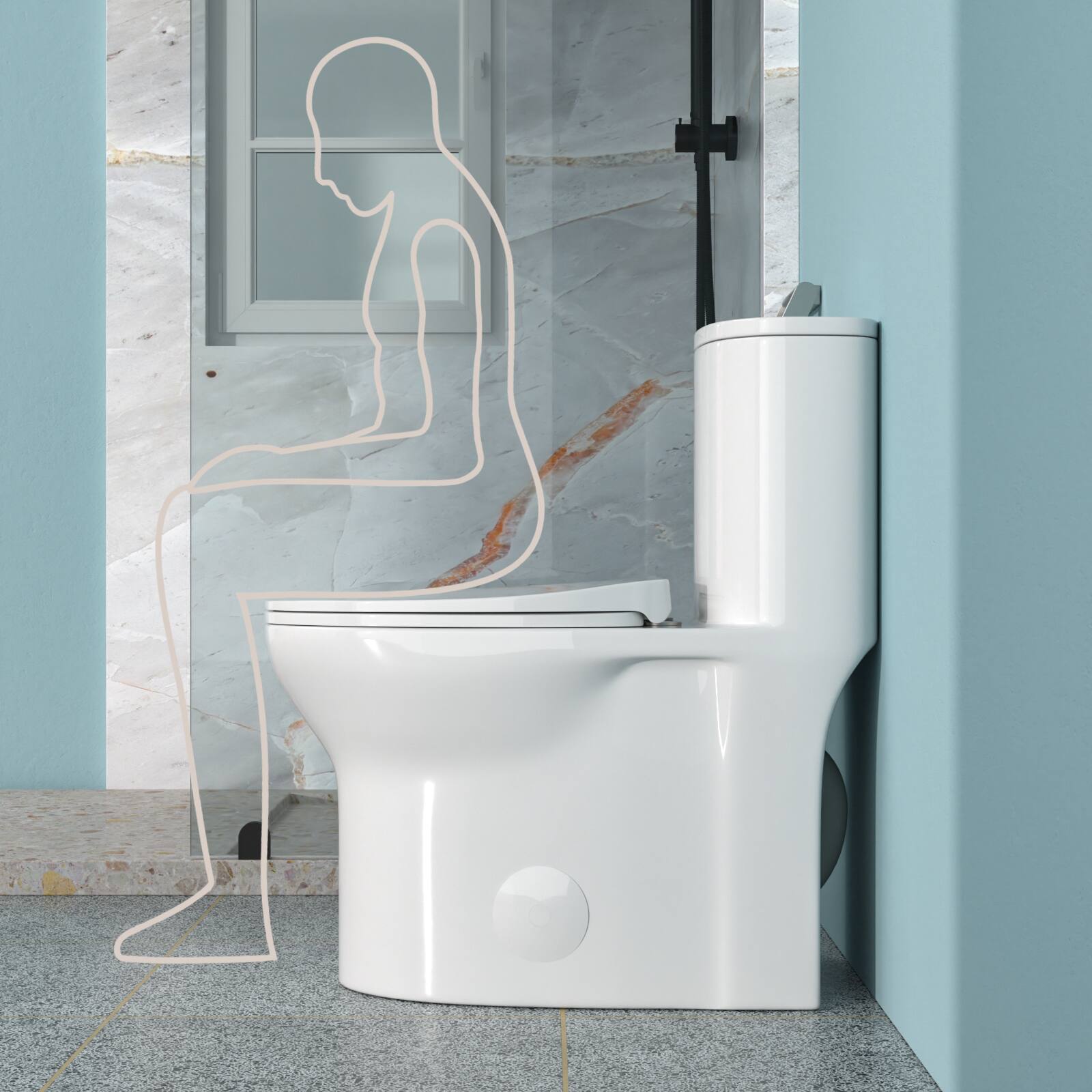 Alt View 1. TinyHomie - Ceramic One Piece Toilet for Bathroom 12 inch Rough In 1116 GPF Dual Flush with Soft Closing Seat Powerful Dual Flush - White.