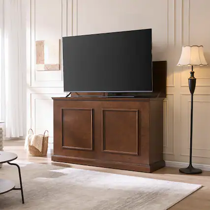 Front. Touchstone Home Products - The Grand Elevate by Touchstone - Smart Motorized TV Lift Cabinet for Flat Screen TVs up to 65 Inches - Espresso.