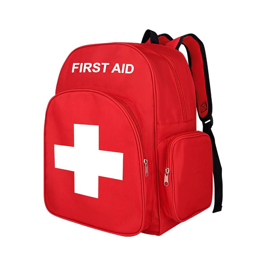 Red First Aid Rucksack Cozy Serene Red Emergency Bag First Aid Backpack Empty Responder Trauma ...