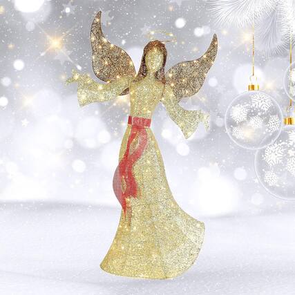 Front. Wikistore - WIKISTORE 5FT Outdoor LED Angel Christmas Decoration with 120 Lights 32FT Extension Cord.