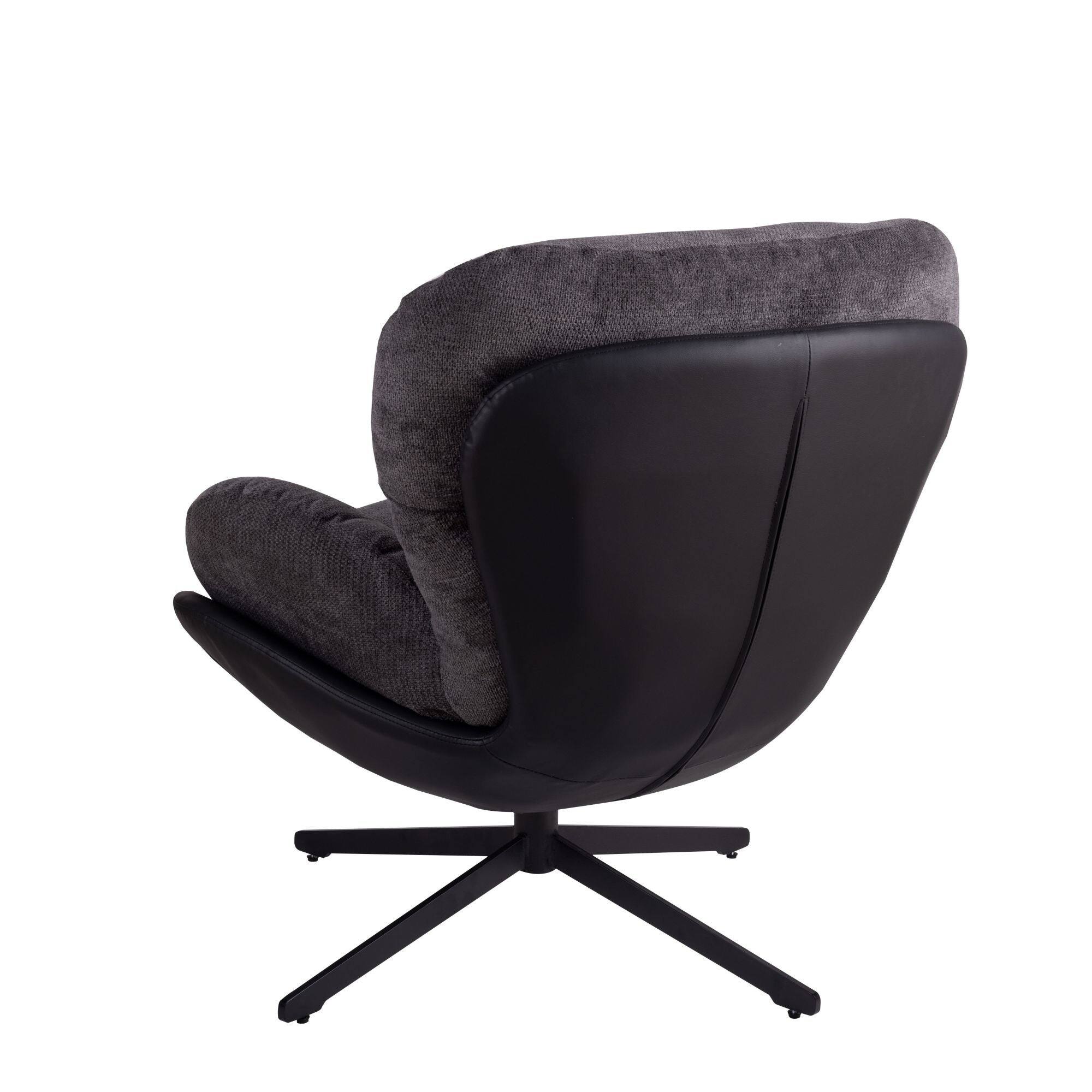 Alt View 3. Boyel Living - Dark Gray Modern Chenille Chair. Swivel Office Chair with Faux Leather and Black Metal Base Frame for Small Spaces - Gray.