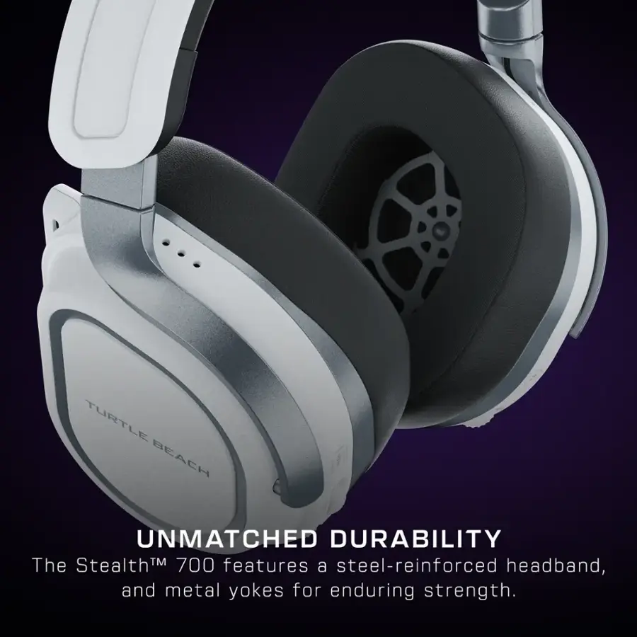 Turtle Beach Unmatched Durability The Stealth 700 features a steel-reinforced headband and metal yokes for enduring strength.