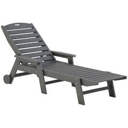Outsunny - Outdoor Chaise Lounge Chair, Waterproof Pool Furniture with Reclining Adjustable Backrest & Wheels for Beach, Tanning - Light Gray