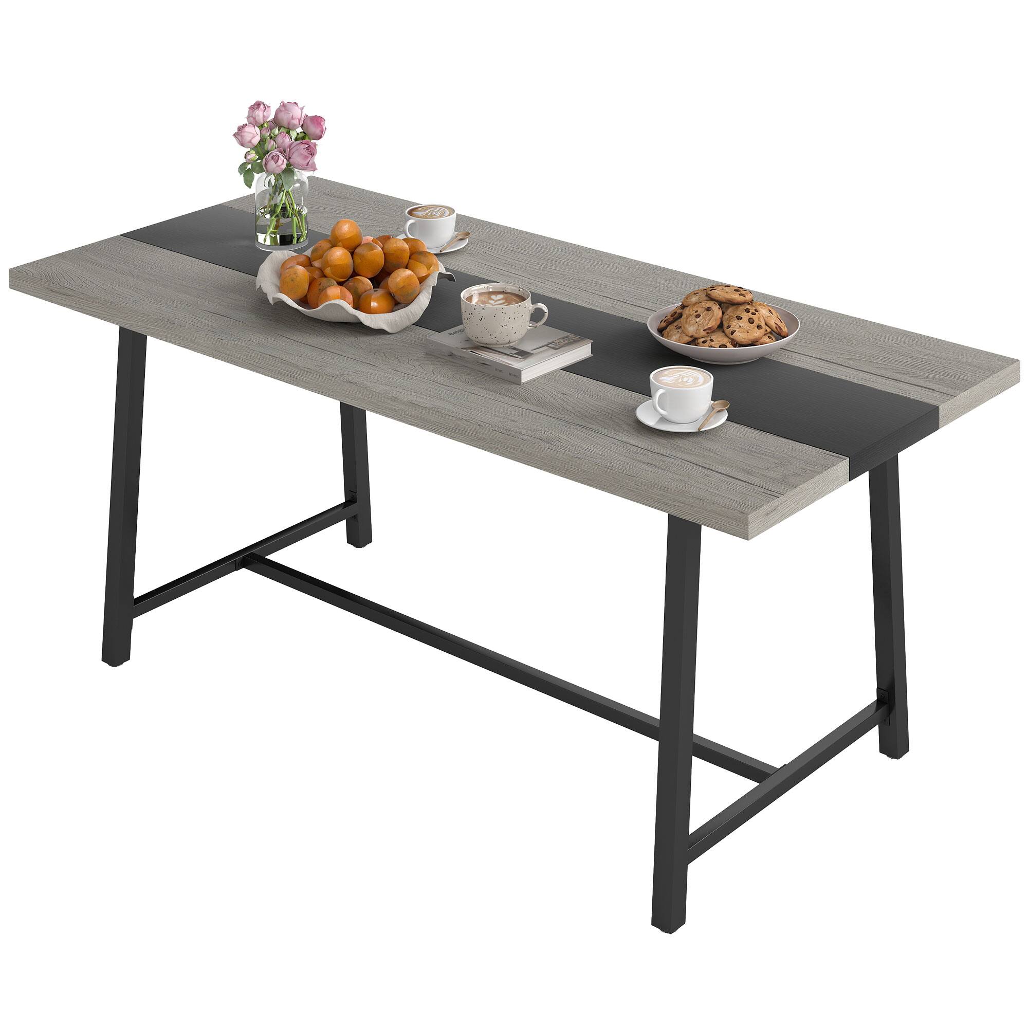 Alt View 1. Homcom - Kitchen Table for 8 People - Distressed Gray.