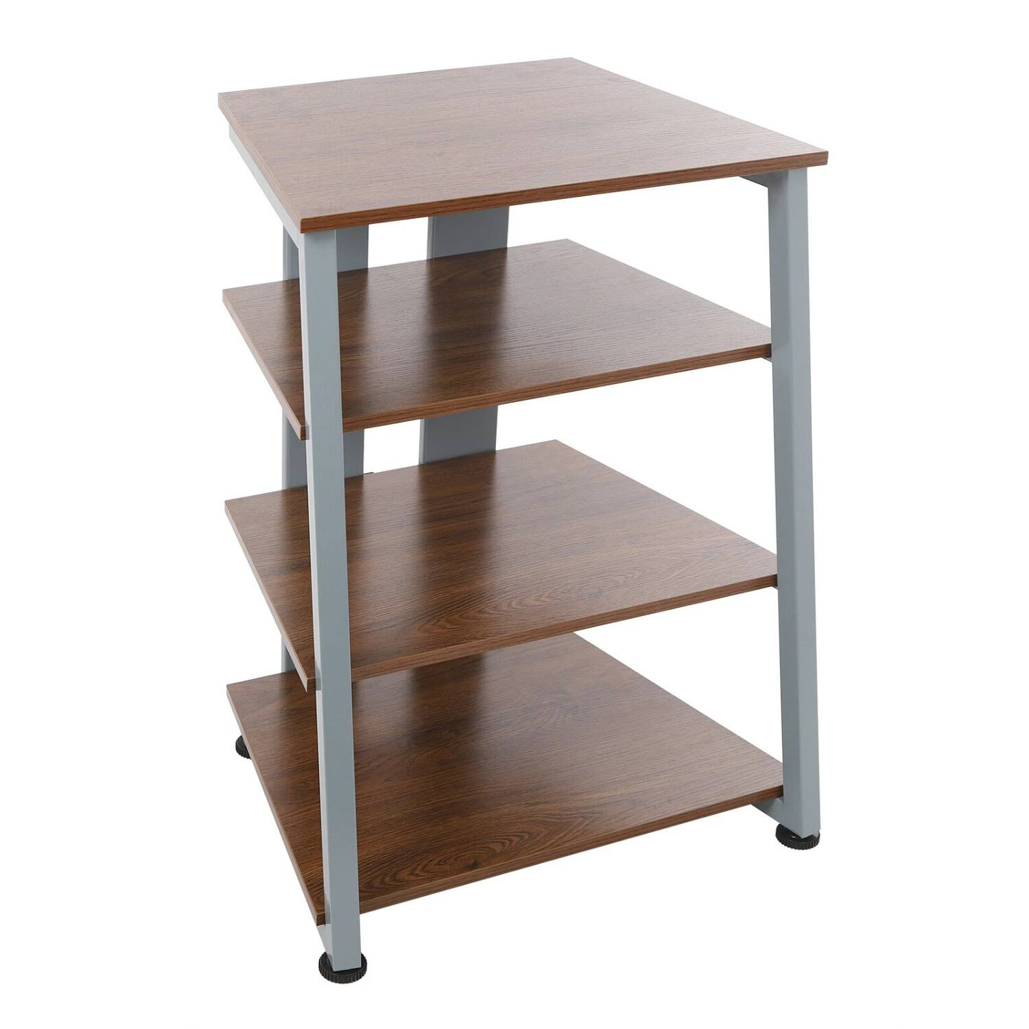 Front. Stock Preferred - 4-Tier 78cm AV Media Stand with Storage Shelves - Gray, Brown.