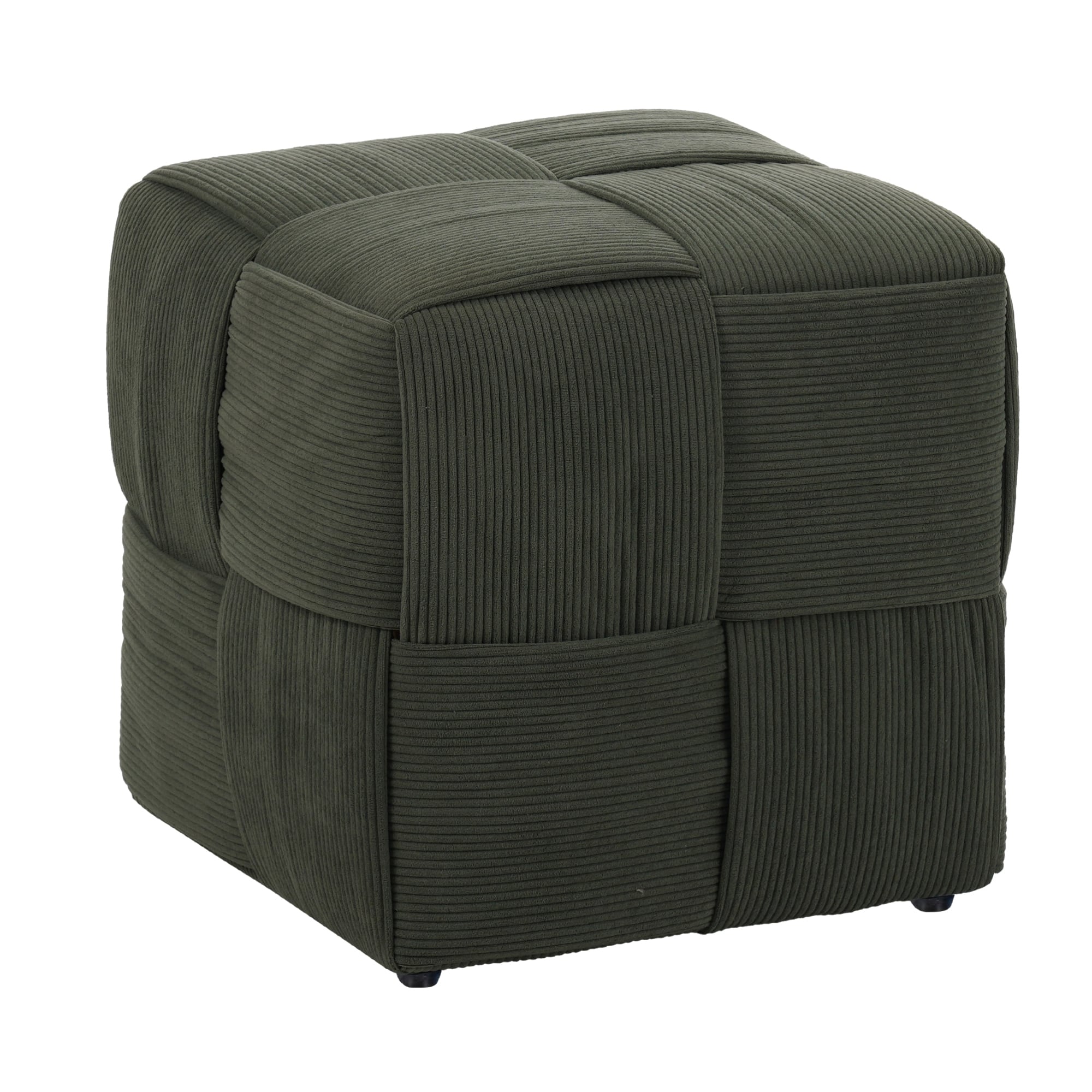 GOODSILO - Square Corduroy Ottoman Foot Rest with Soft Comfort Padding and Sturdy Frame for Versatile Home Use - Green