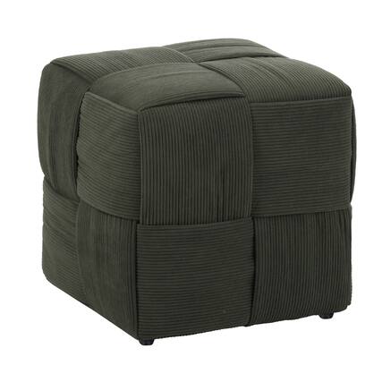 Front. GOODSILO - Square Corduroy Ottoman Foot Rest with Soft Comfort Padding and Sturdy Frame for Versatile Home Use - Green.