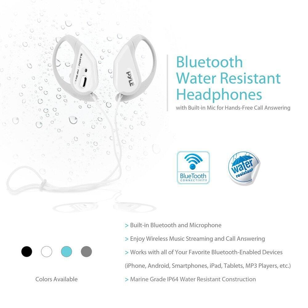 PORTS aMA TRE i PYLE Bluetooth Water Resistant Headphones with Built-in Mic for Hands-Free Call Answering

- Bluetooth CONNECTIVITY
- Built-in Bluetooth and Microphone
- Enjoy Wireless Music Streaming and Call Answering
- Works with all of Your Favorite Bluetooth-Enabled Devices (iPhone, Android, Smartphones, iPad, Tablets, MP3 Players, etc.)
- Colors Available
- Marine Grade IP64 Water Resistant Construction

Bluetooth Water Resistant Headphones with Built-in Mic for Hands-Free Call Answering

- Built-in Bluetooth and Microphone
- Enjoy Wireless Music Streaming and Call Answering
- Works with all of Your Favorite Bluetooth-Enabled Devices (iPhone, Android, Smartphones, iPad, Tablets, MP3 Players, etc.)
- Marine Grade IP64 Water Resistant Construction