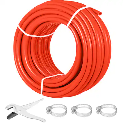 Front. VEVOR - Oxygen Barrier 1/2 Inch 300 Feet Tube Coil EVOH PEX-B Pipe, for Residential Commercial Radiant Floor Heating, Red - Red.