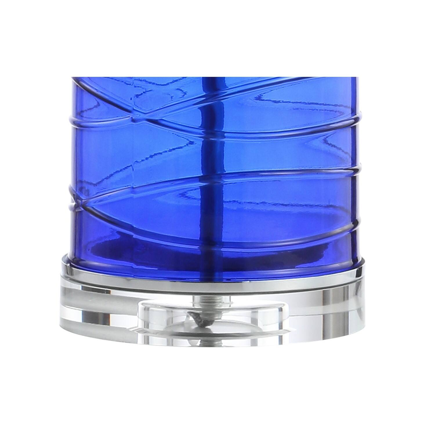 Alt View 4. Jonathan Y - Cole 27.5" Modern Fused Glass Cylinder LED Table Lamp, Cobalt (Set of 2) - Cobalt.