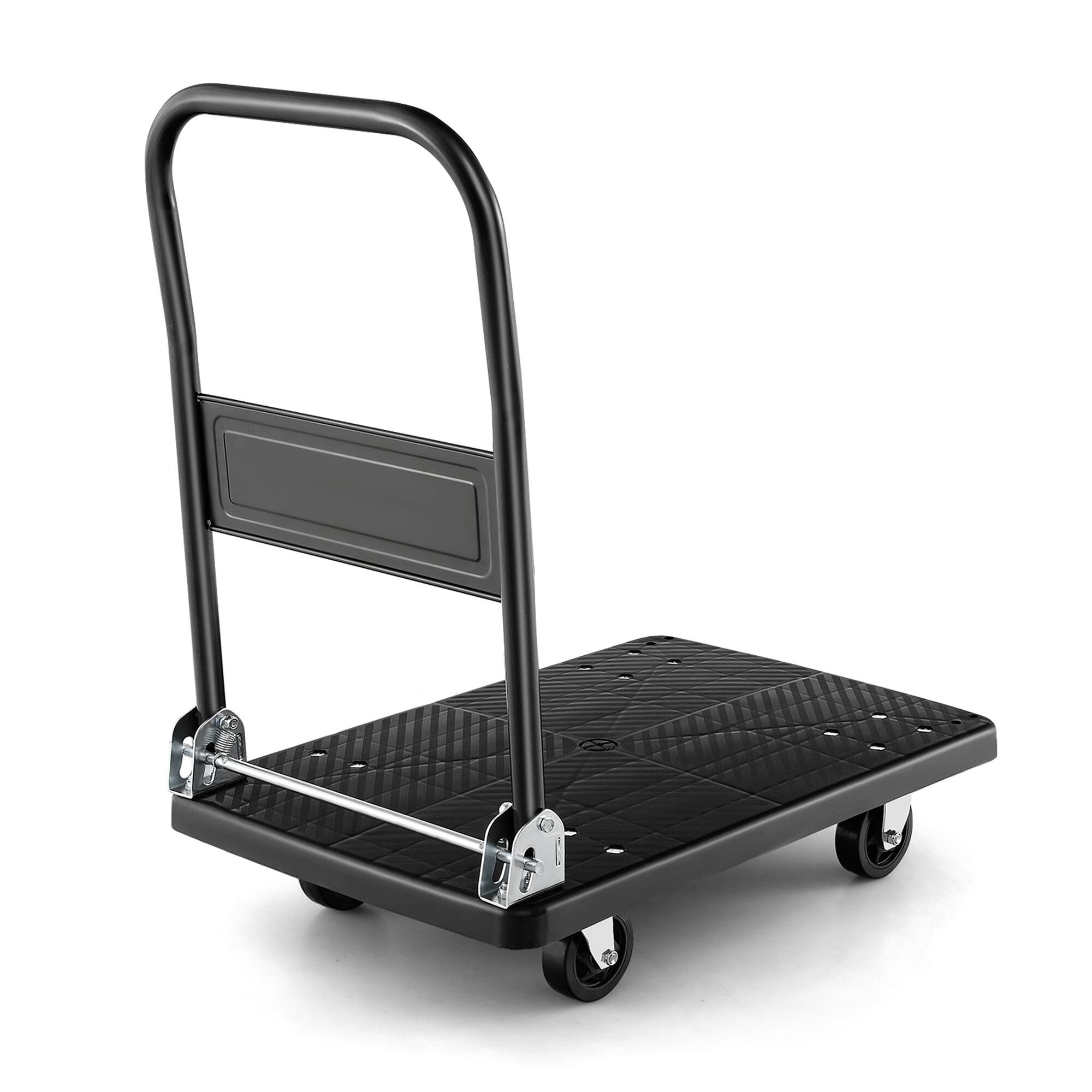 Alt View 19. Costway - Folding Push Cart Dolly Platform Hand Truck with 360° Swivel Wheels and 440LBS Capacity - Black.