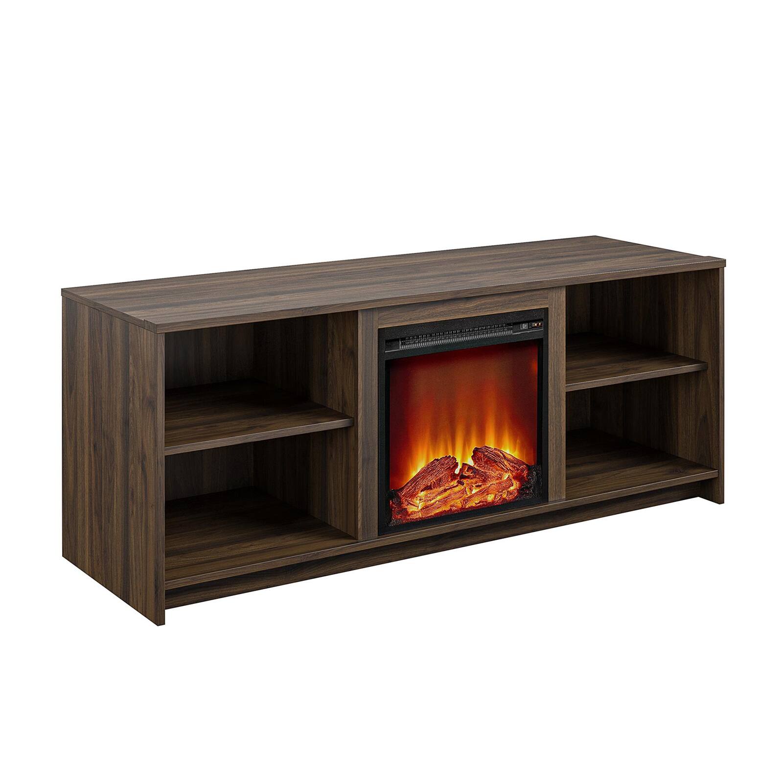 Alt View 8. Chateau Abodes - 60" Modern Fireplace TV Stand with 18" Electric Fireplace for TVs up to 65" - Walnut.