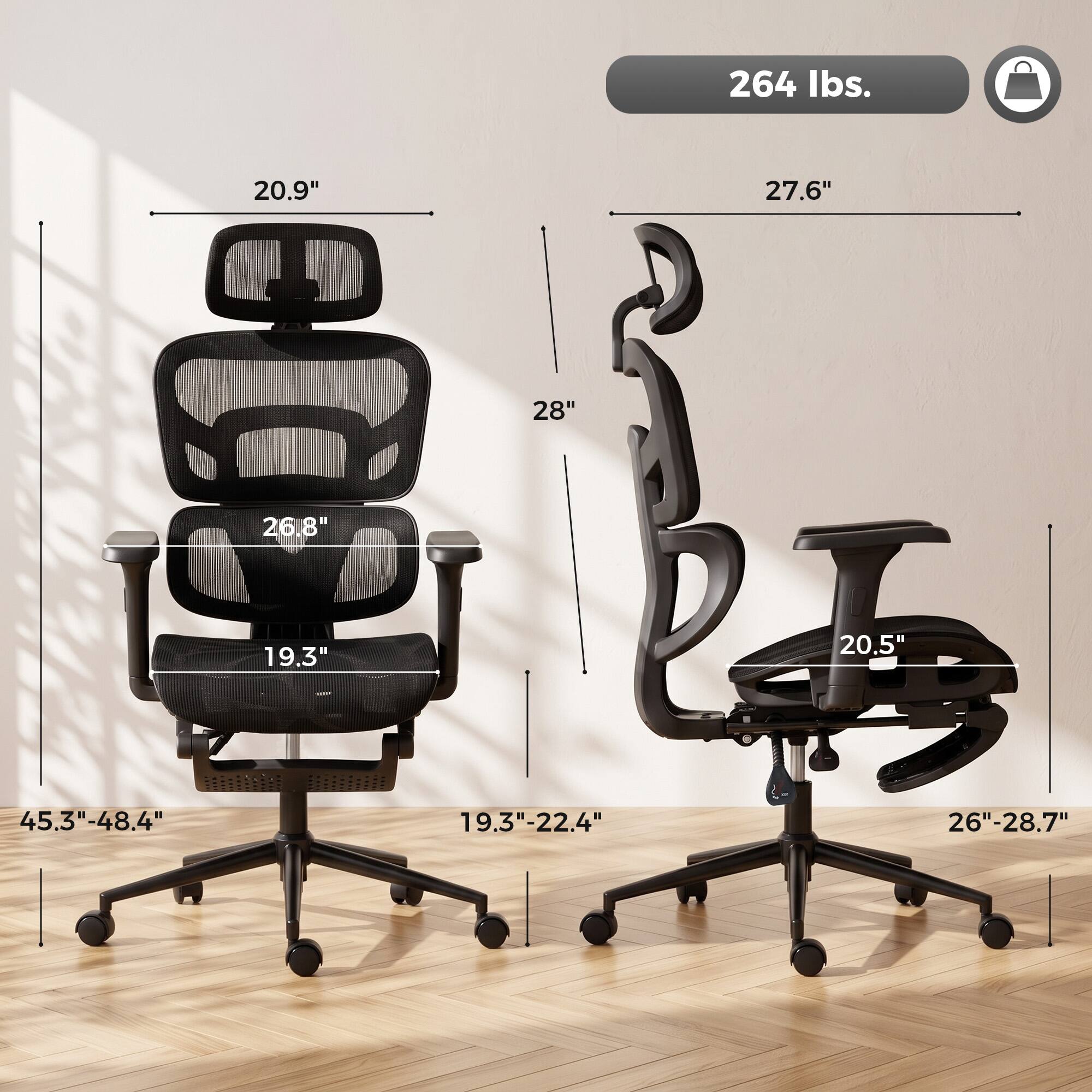 Homcom Office Chair with Lumbar Support, 2D Headrest, Mesh Reclining ...