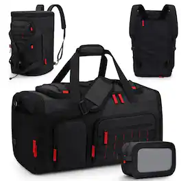 Pacoar Cade - Gym Bags For Men Women 45l Sports Travel Duffle Bag With Shoe Compartment 3 In 1 Weekener Overnight Backpack Wet - Black