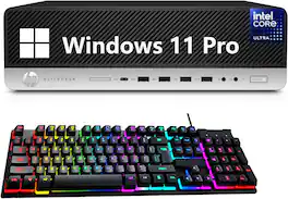 HP - Refurbished Excellent - Elitedesk 800 G3 SFF Desktop PC, Core i7-7700 Up to 4.2GHz, 8GB RAM, 256GB SSD, Keyboard, Mouse, WiFi, Win11 Pro - Black
