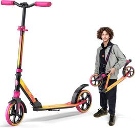 Outdoor Cruiser - Kick Scooter – Foldable, 8" Wheels, 3-Level Adjustable, for Ages 6+, Teens & Adults, 250 lbs Max - Yellow & Pink