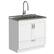 Front. Simpli Home - Reed All-In-One 36-inch Laundry Utility Sink and Cabinet - Pure White.
