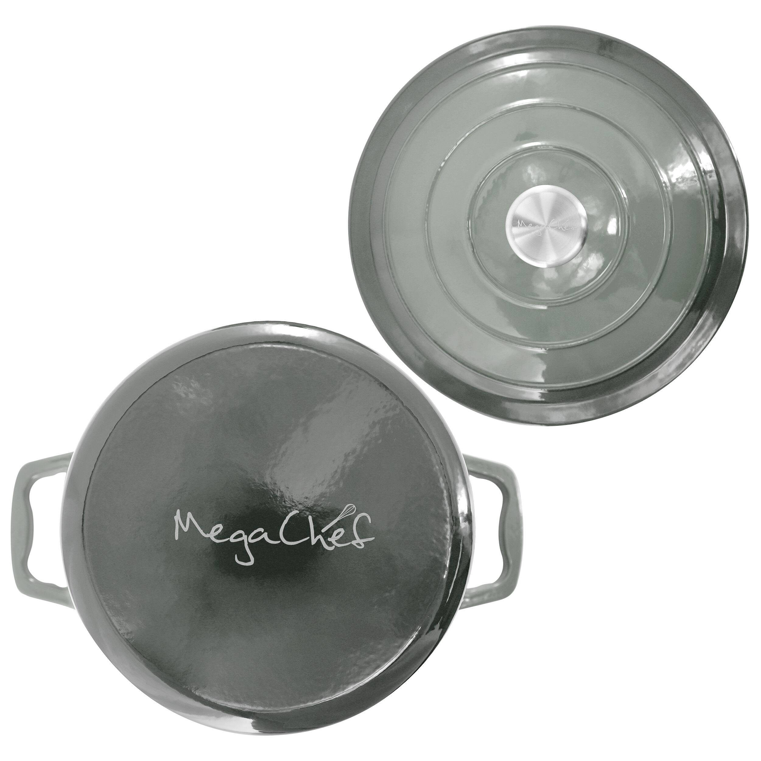 Alt View 5. Mega Chef - MegaChef 5 Quarts Round Enameled Cast Iron Casserole with Lid in Gradient Gray - Gray.