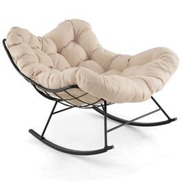 Costway - Indoor Rocking Chair, Oversized Egg Papasan Chair with Padded Cushion - Beige