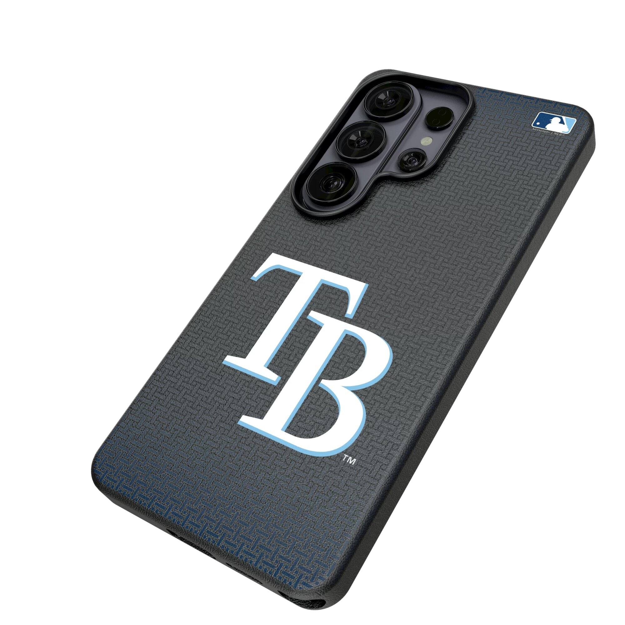 Alt View 1. Keyscaper - Tampa Bay Rays Linen Galaxy Magnetic Bump Case - S25 Ultra - Black.