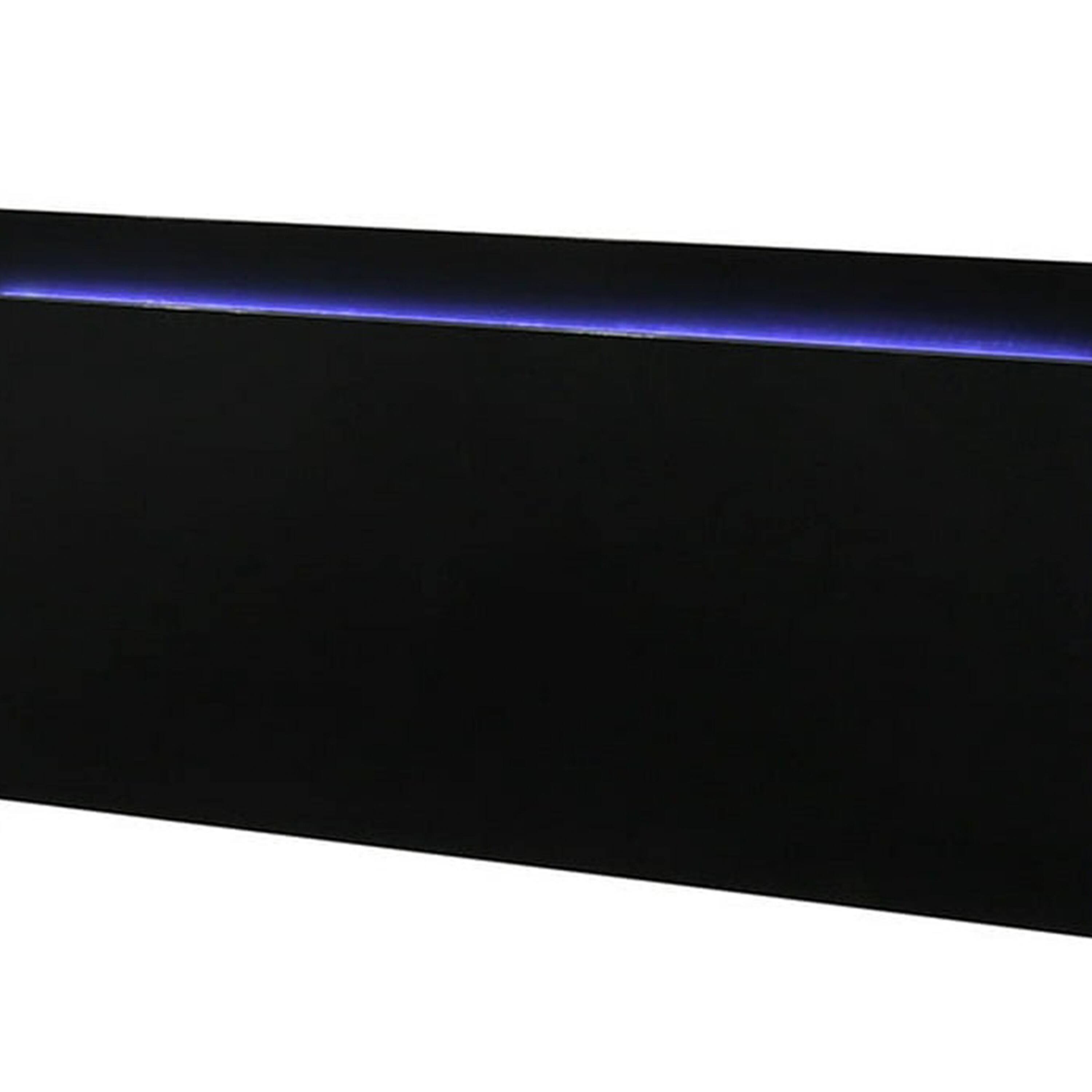 Alt View 1. Manhattan Lane - Suni Queen Size Bed w LED Headboard, Piano Black Wood Frame - Piano Black, Chrome Silver.