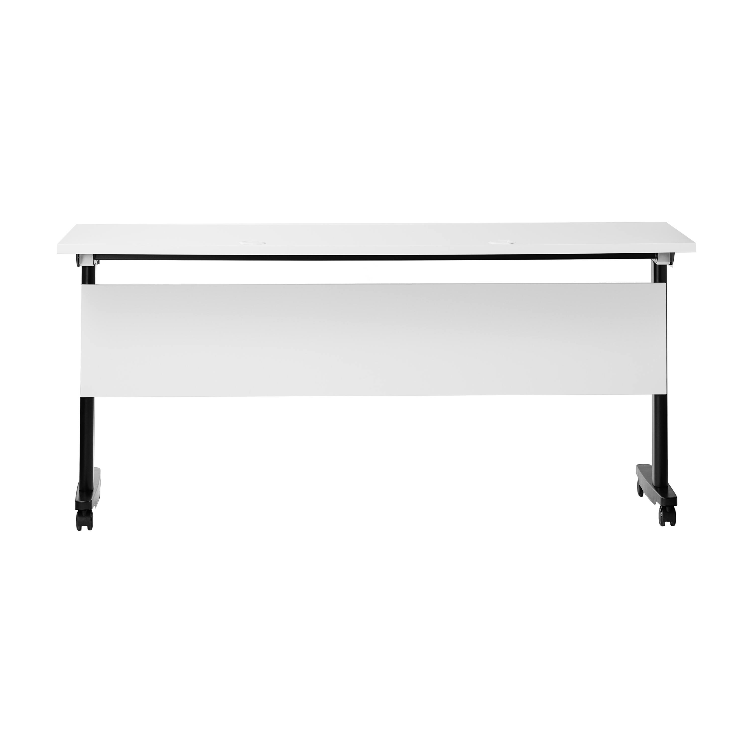 Alt View 5. Emma + Oliver - Hahn Heavy-Duty Flip Top Training Table with Nesting Design, Privacy Panel, T-Legs, Tabletop, Metal Frame - White Top/Black Frame.