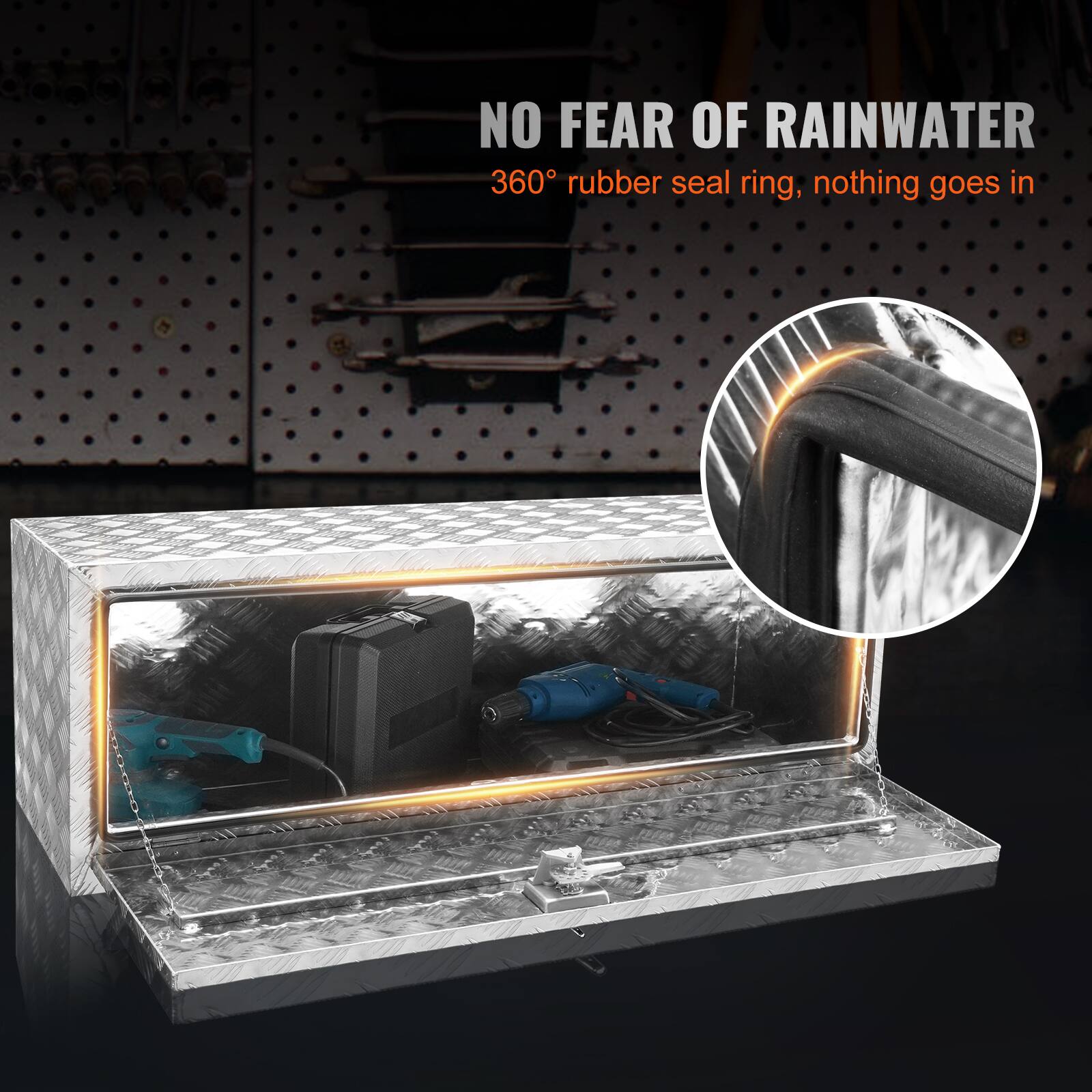 NO FEAR OF RAINWATER
360° rubber seal ring, nothing goes in