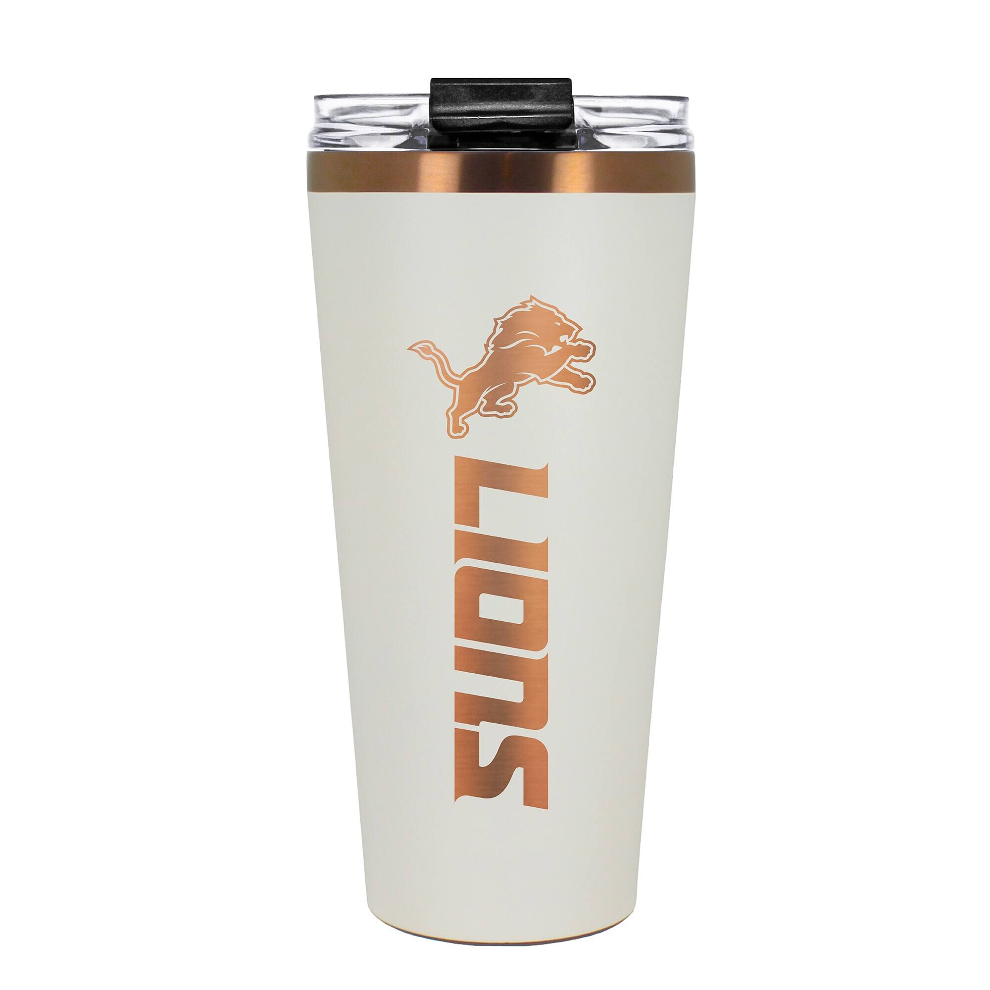 Front. Great American Products - Detroit Lions 30oz. Big Slim Tumbler - Cream.