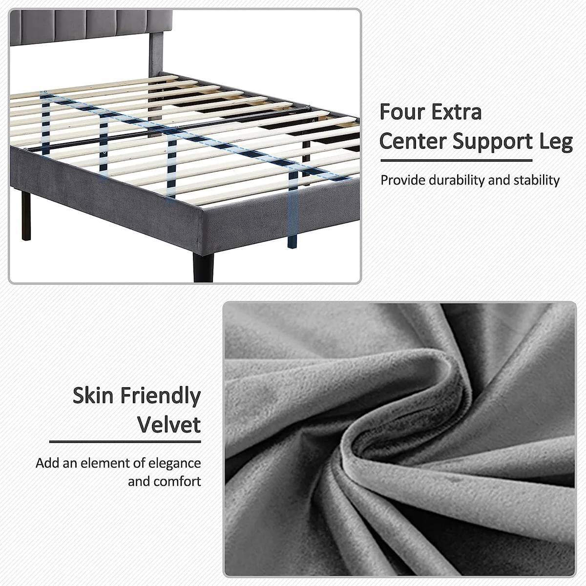 Four Extra Center Support Leg Provide durability and stability

Skin Friendly Velvet Add an element of elegance and comfort