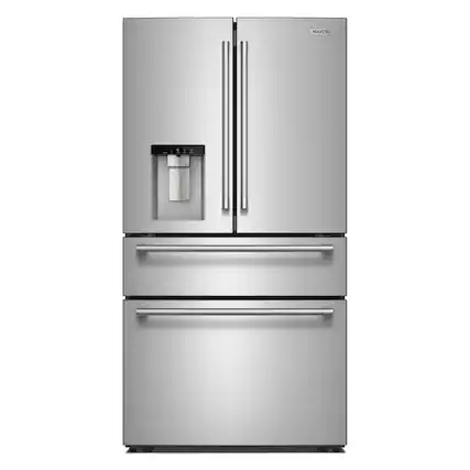 Front. Maytag - Maytag - Maytag 29 Cu. Ft. XL Capacity French Door Bottom Mount Refrigerator with In-Door-Ice Dispensing System - Fingerprint-Resistant Stainless Finish.