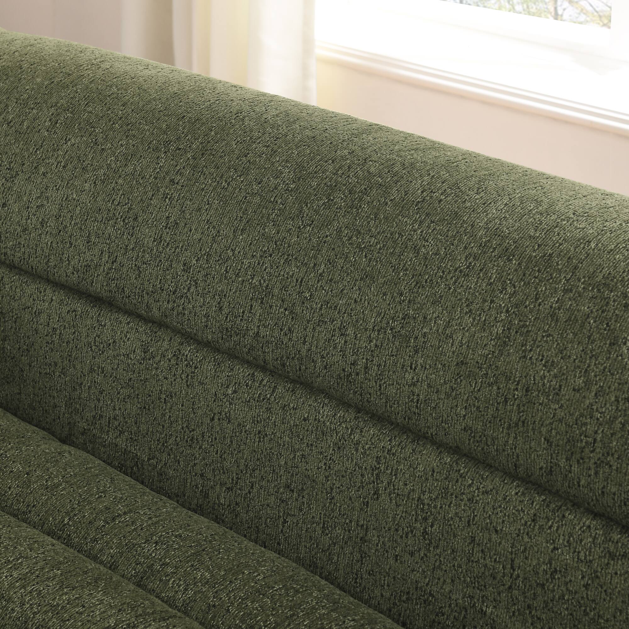 Alt View 1. Anysun - 106" L-Shape Chenille Modular Sofa with Chaise - Boneless Design, Wave Armrests, No Assembly for Living Room - Green.