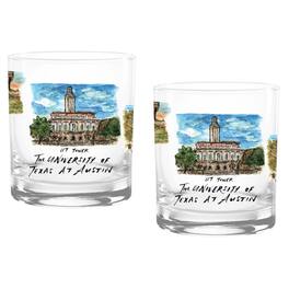 Indigo Falls - Texas Longhorns 16oz. Laura Wilcox University Hall Two-Piece Rocks Glass Set - Multicolor