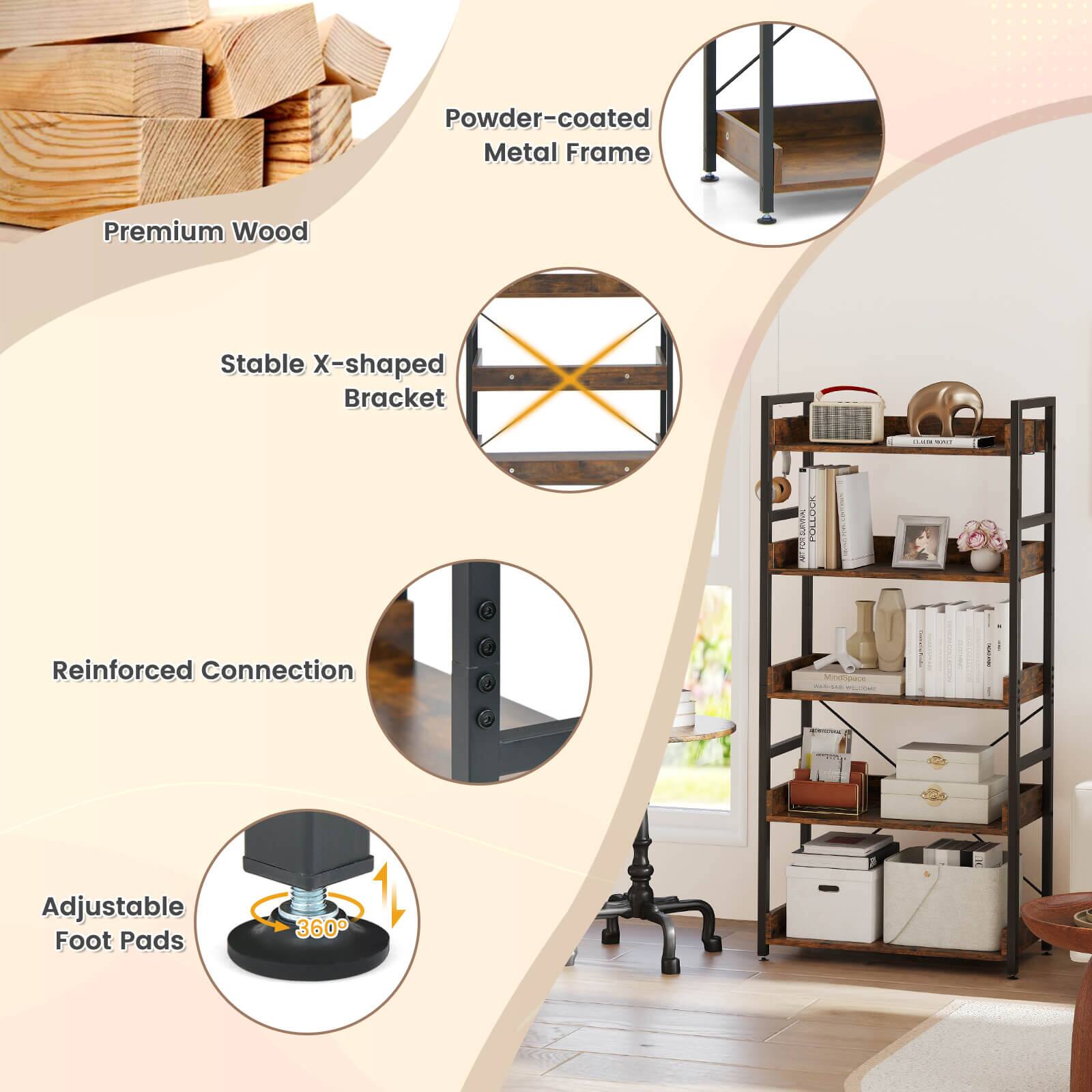 Powder-coated Metal Frame, Premium Wood, Stable X-shaped Bracket, Reinforced Connection, Adjustable Foot Pads 360°
