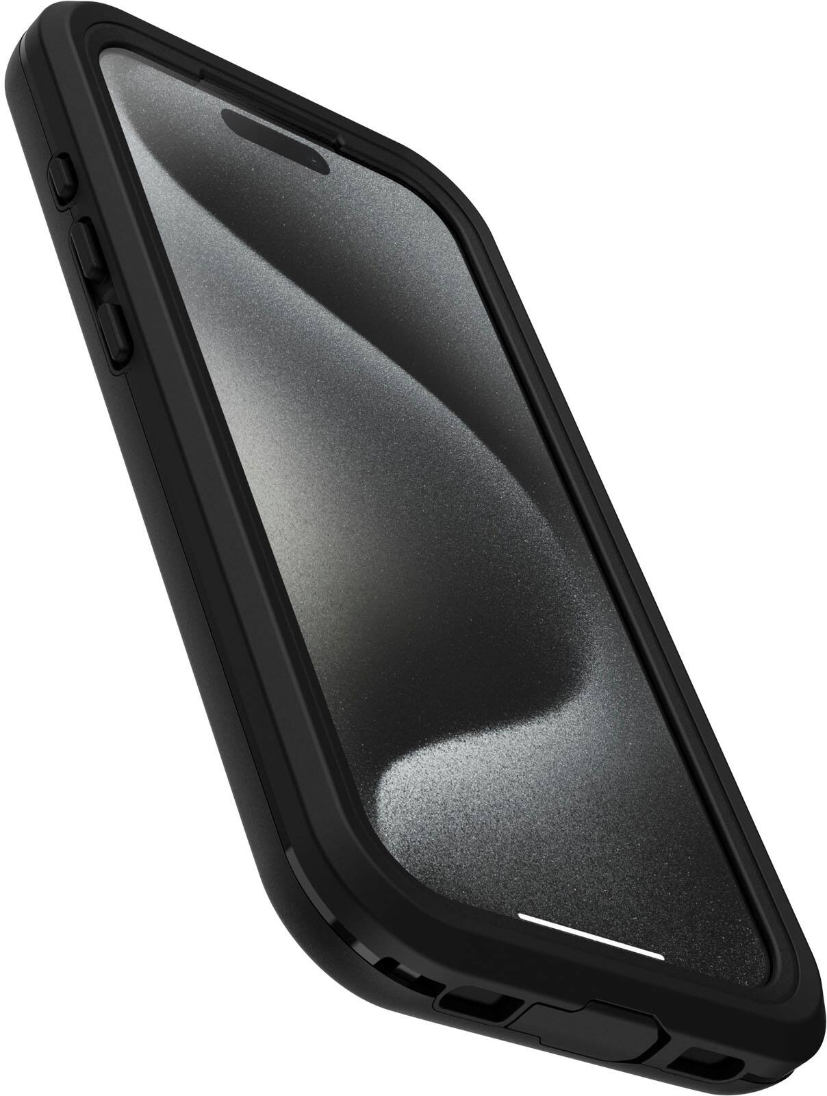 Left. OtterBox - Frē Series Hard Shell for MagSafe for Apple iPhone 15 Pro - Black.
