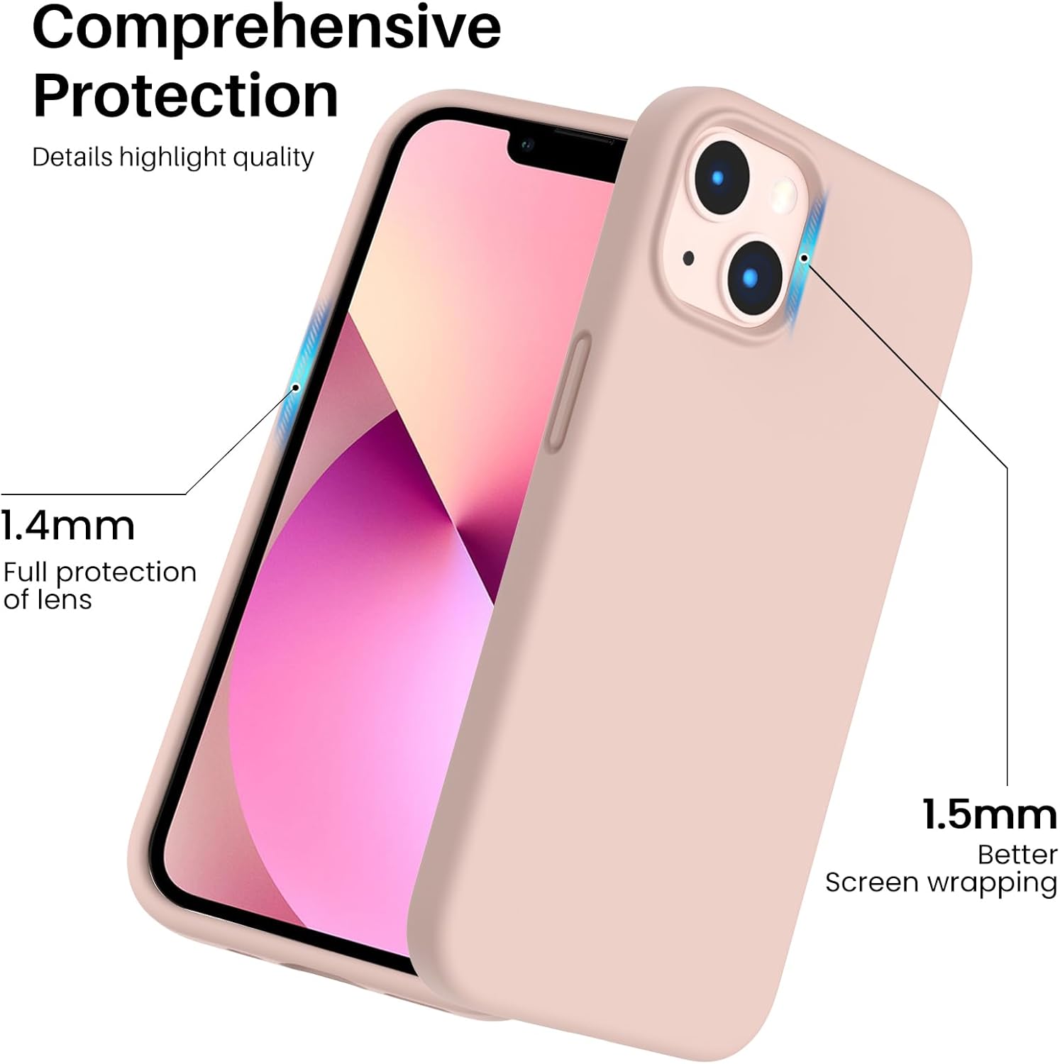 Comprehensive Protection
Details highlight quality
1.4mm Full protection of lens
1.5mm Better Screen wrapping