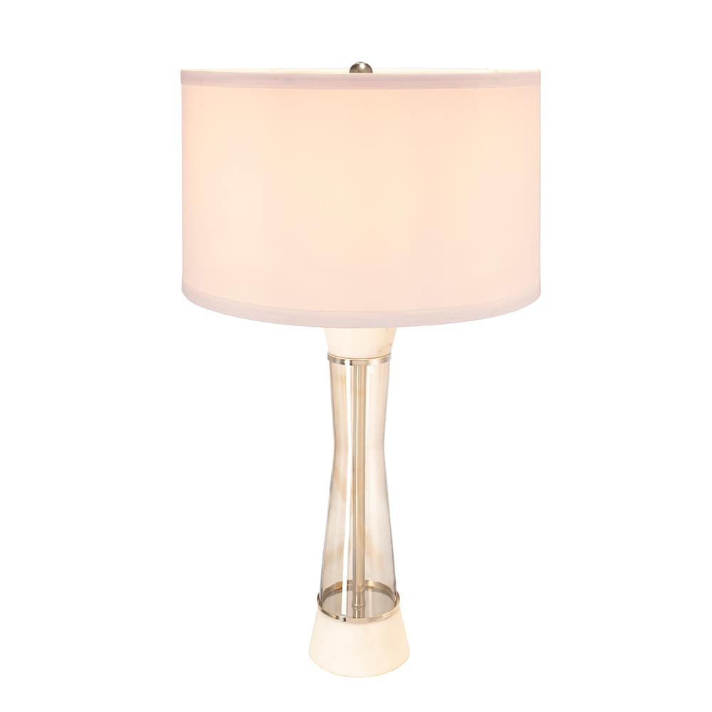 Left. Luckbyte - 15x30.2 Inch White Bronze Marble Table Lamp With Glass Cylinder Shade Assembly Required.