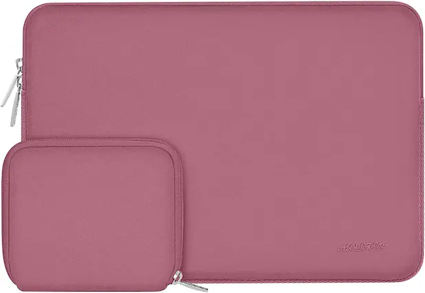 Front. mosiso - 13-13.3 inch Laptop Sleeve Bag for MacBook Air Pro 13 14 HP Dell ASUS Lenovo, Neoprene Computer Sleeve with Small Case - Dusty Rose.
