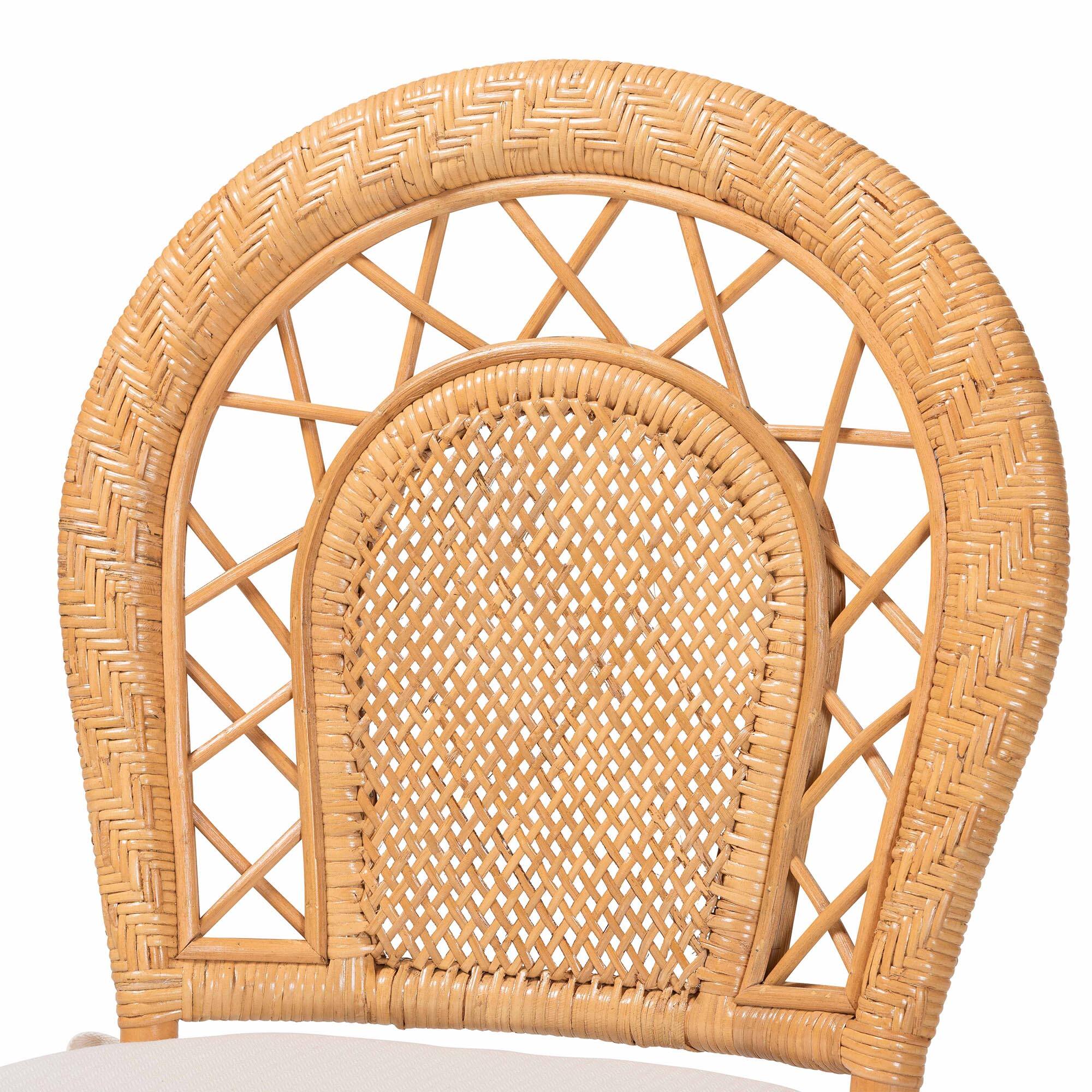 Alt View 1. bali & pari - Adam Natural Rattan Dining Chair with Curved Backrest and Removable Cushion - Handwoven Wicker Accent Chair - Light Honey.