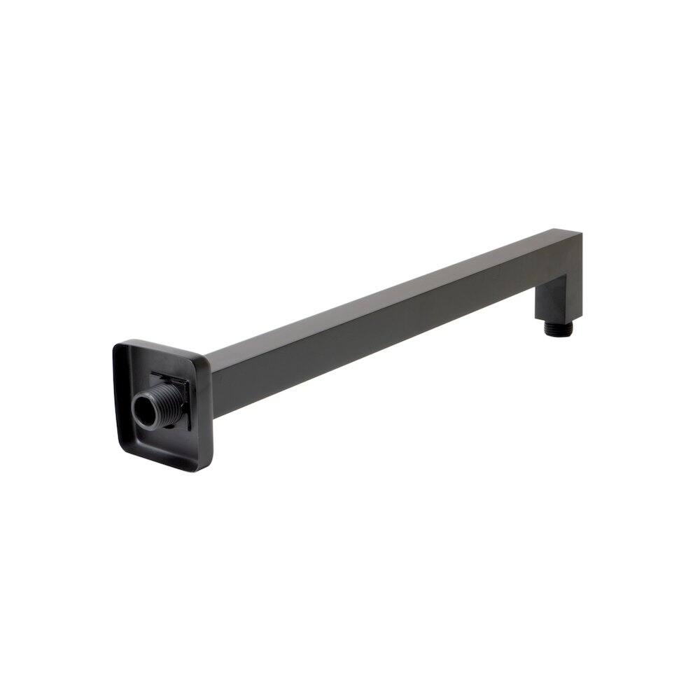 Angle. Alfi - Black Matte 16" Square Wall Shower Arm - Black.