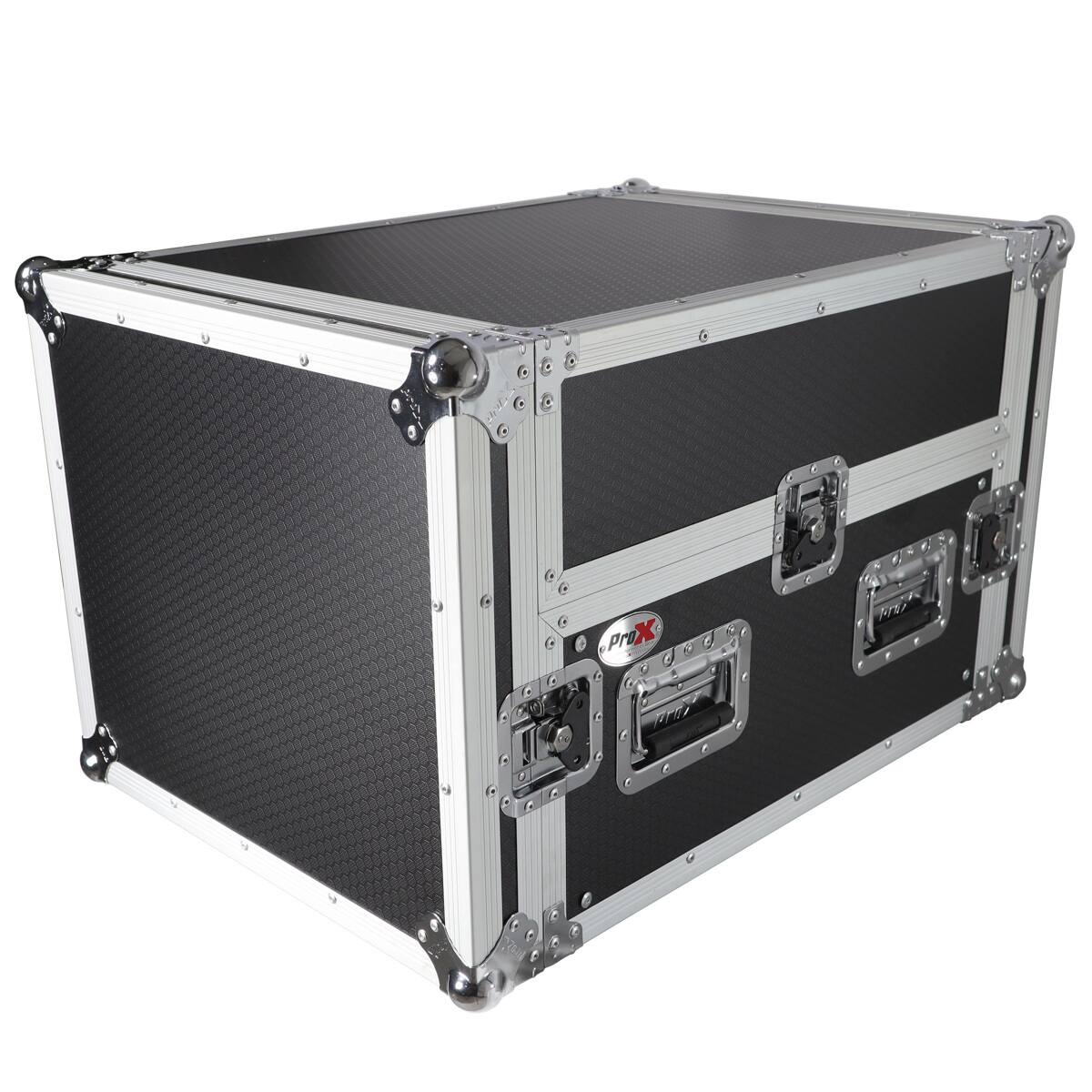 Front. ProX - ProX T-6MRSS13ULT Flight Case with Laptop Shelf for 6U Rack x 13U Top Mixer DJ Combo.