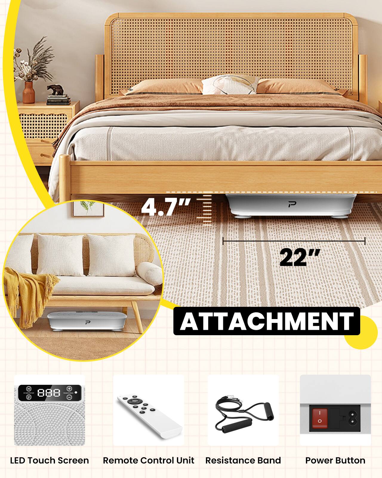 4.7" P 22" ATTACHMENT

888

LED Touch Screen Remote Control Unit Resistance Band Power Button