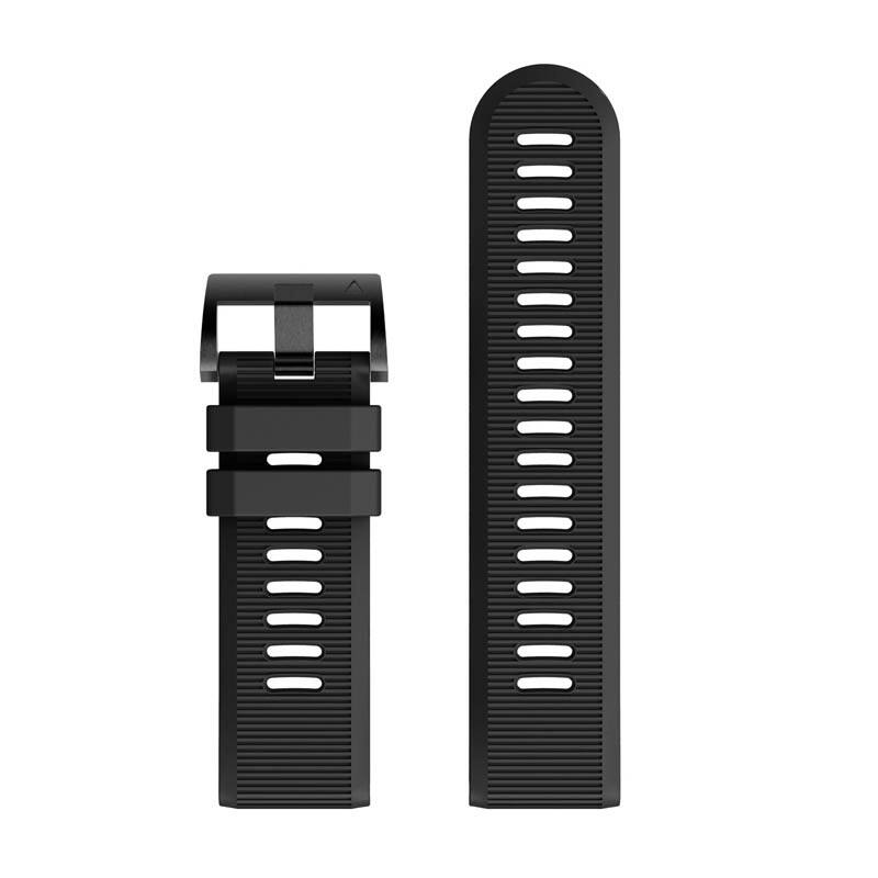 Left. StrapsCo - Endurance Band QuickFit 26 Silicone Rubber Watch Strap For Garmin Tactix 8 – 51mm - Black.