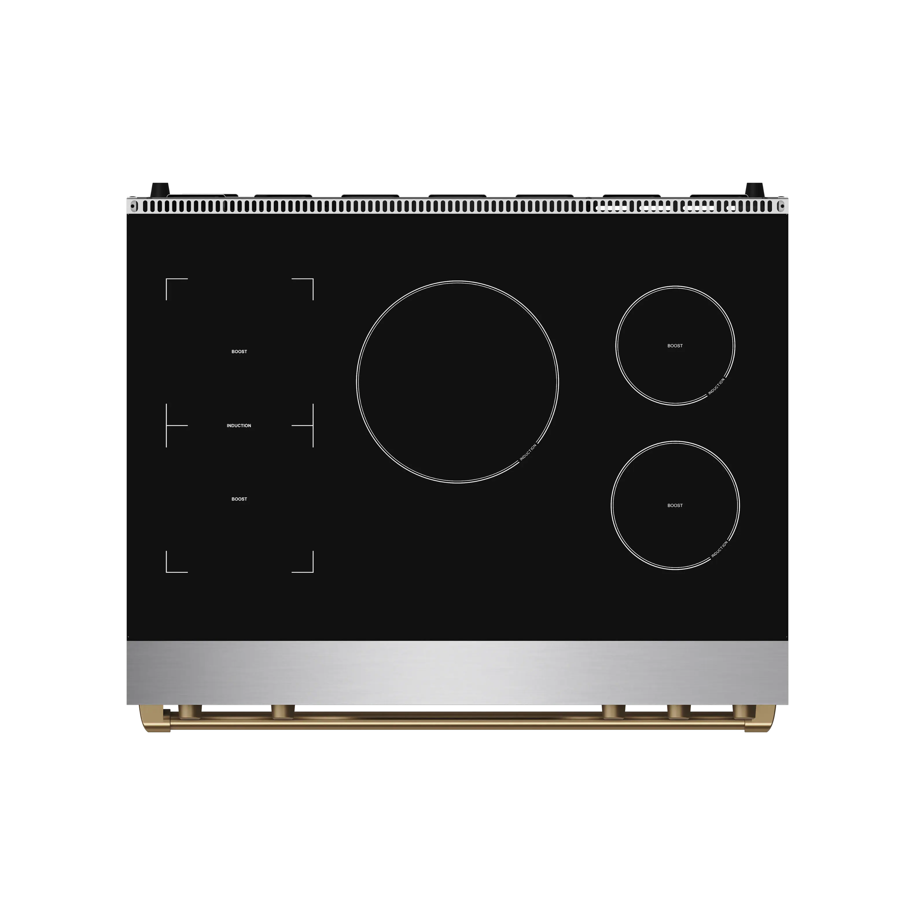 Back. Thor Kitchen - Gordon Ramsay Series by Thor Kitchen 6.0 Cu. Ft Freestanding Induction Range with Bronze Hardware - Stainless steel.