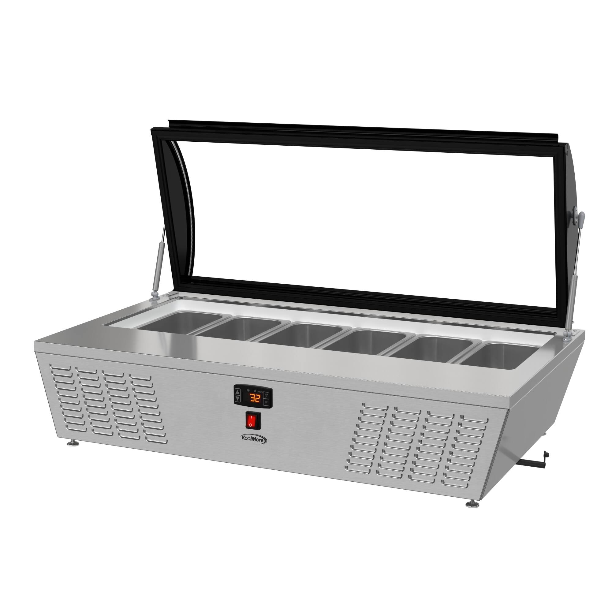 Alt View 3. Koolmore - 45 in. 6-Pan Countertop Ice Cream Display Freezer with Curved Glass Top in Stainless-Steel (KM-CGDR-6P) - Stainless-Steel and Black.