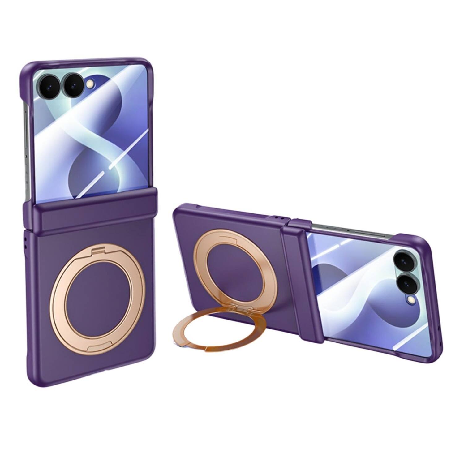 Dteck - Rugged Magnetic Case For Samsung Galaxy Z Flip8 Built-in Screen Protector,Ring Stand Hinge Protection Cover - Purple(Clear Film) price history on PriceWatchPro