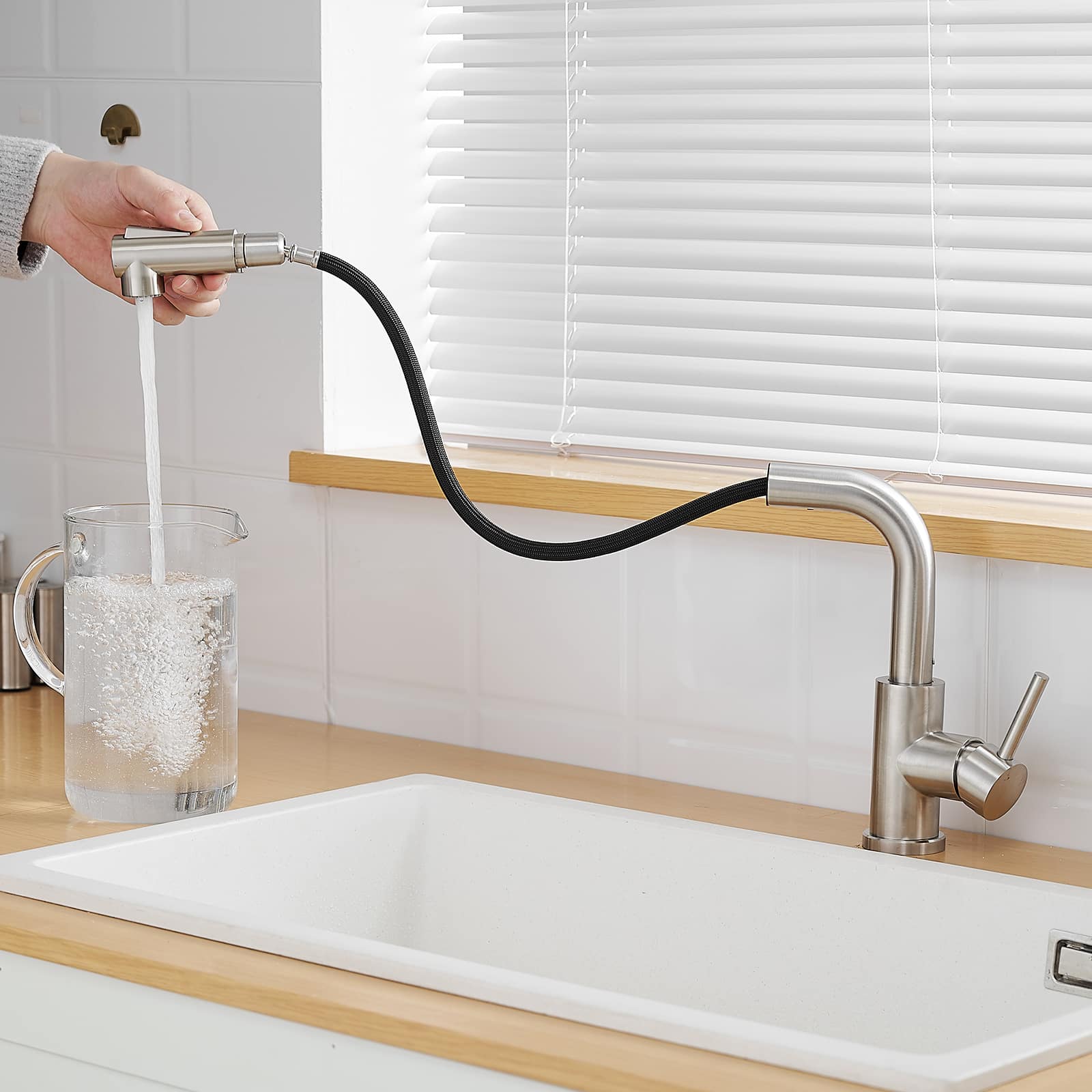Sink Faucet, Kitchen Faucets with Pull Down Sprayer, Bathroom Sink Faucets Mini Bar Prep Faucet