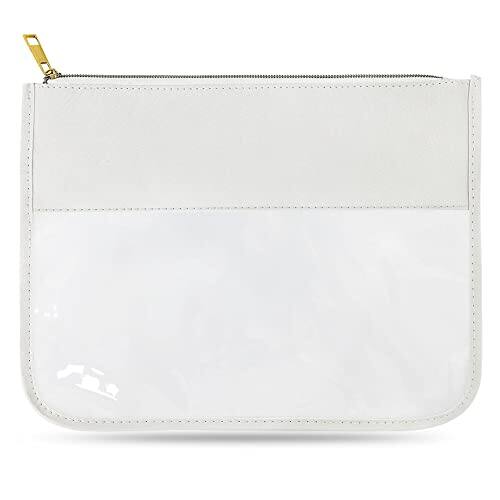 DORLUKFU - Nylon Makeup Bag DIY Chenille Letter Clear Travel Zipper Pouch, Preppy Makeup Bag Clear Cosmetic Bag, Water-proof Makeup - White