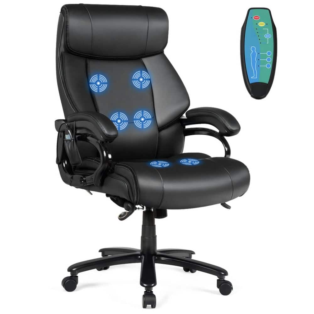 Kadyn - Big & Tall 400lb PU Leather Massage Office Chair- Home Office Computer Desk Chair, Small Office Chair - Black