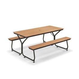 Boyel Living - 6 Feet Outdoor Picnic Table Bench Set for 6-8 People - Brown and Black