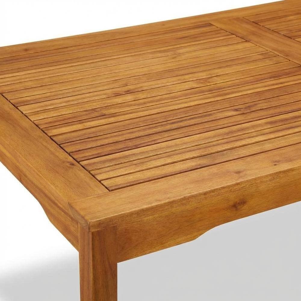 Alt View 1. Outdoor Escape - Wooden Patio Set Oil-Finish Dining Table with Wooden Outdoor Chairs - Brown.